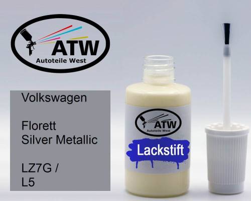 Volkswagen, Florett Silver Metallic, LZ7G / L5: 20ml Lackstift, von ATW Autoteile West.